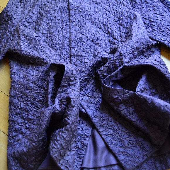 Eileen Fisher plum quilted lined 100% silk jacket W pockets Size S - Picture 7 of 15